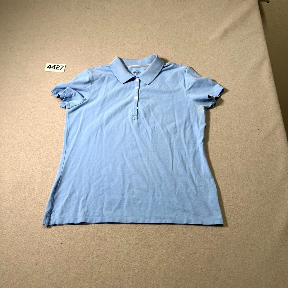 St. John's Bay Polo Shirt Womens‎ Large Blue Cotton Stretch Classic Golf Tennis